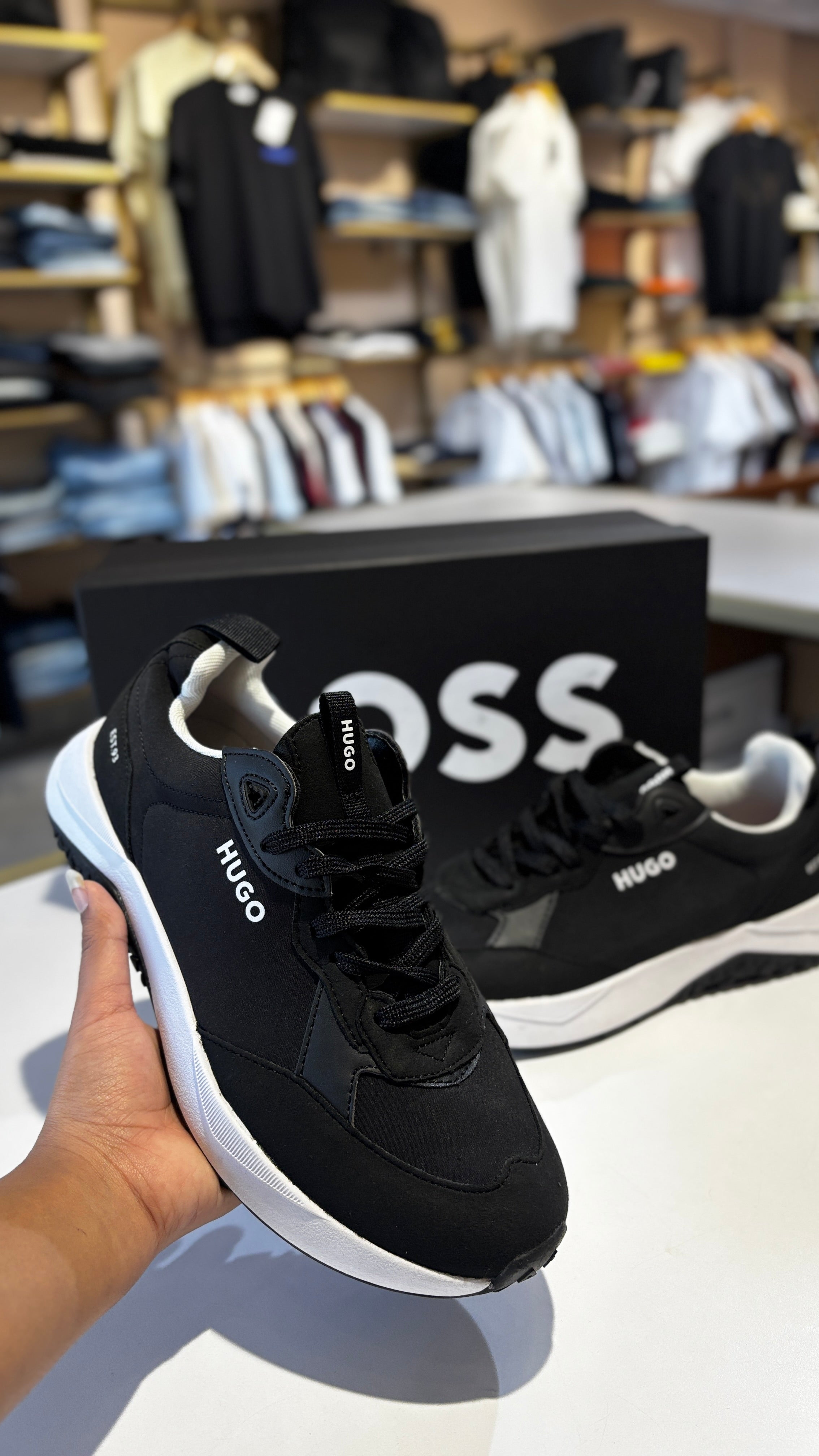 Black Monochromatic Low-Top Sneakers