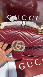 Quilted Maroon Leather Shoulder Bag