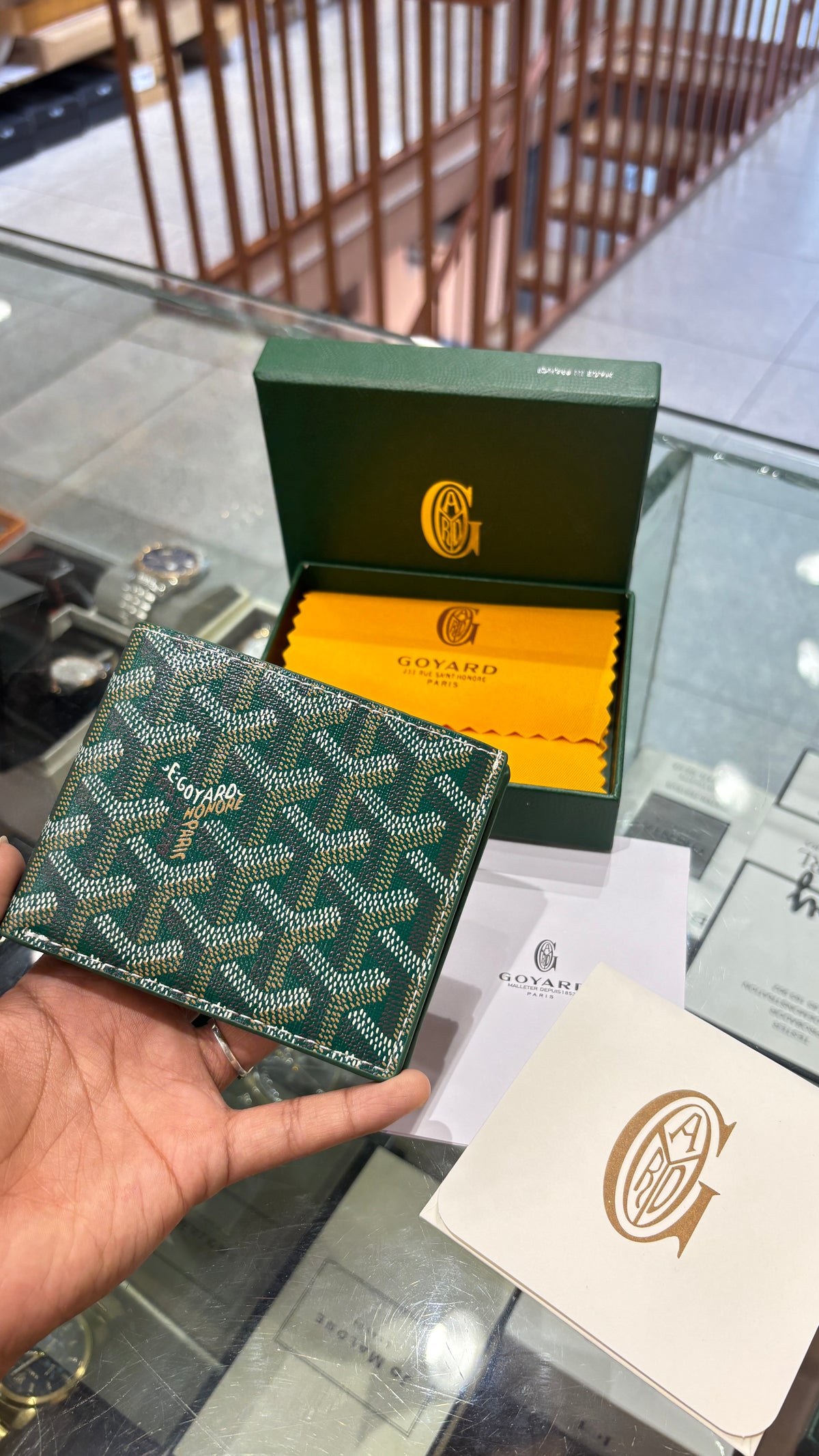 Signature monogram green mens wallet