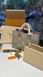 Monogrammed Leather Structured Tote Bag