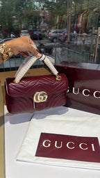 Quilted Maroon Leather Shoulder Bag