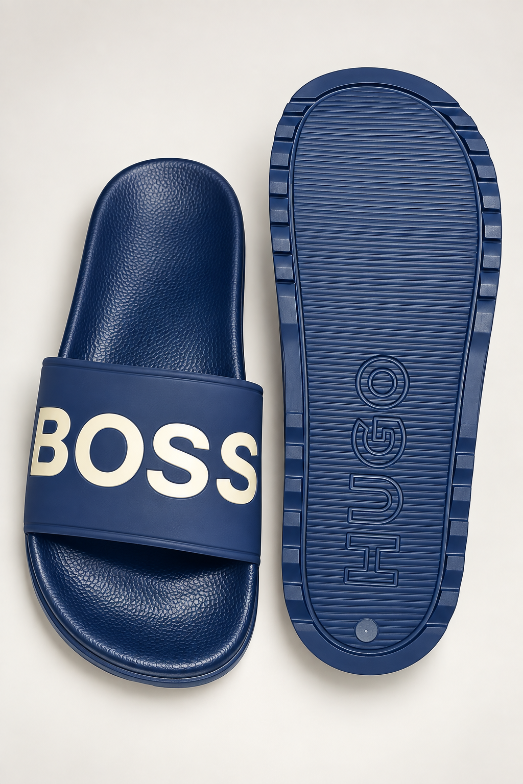Classic Navy Blue Statement Strap Slides