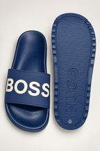 Classic Navy Blue Statement Strap Slides
