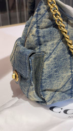 Quilted Denim Chain Shoulder Bag