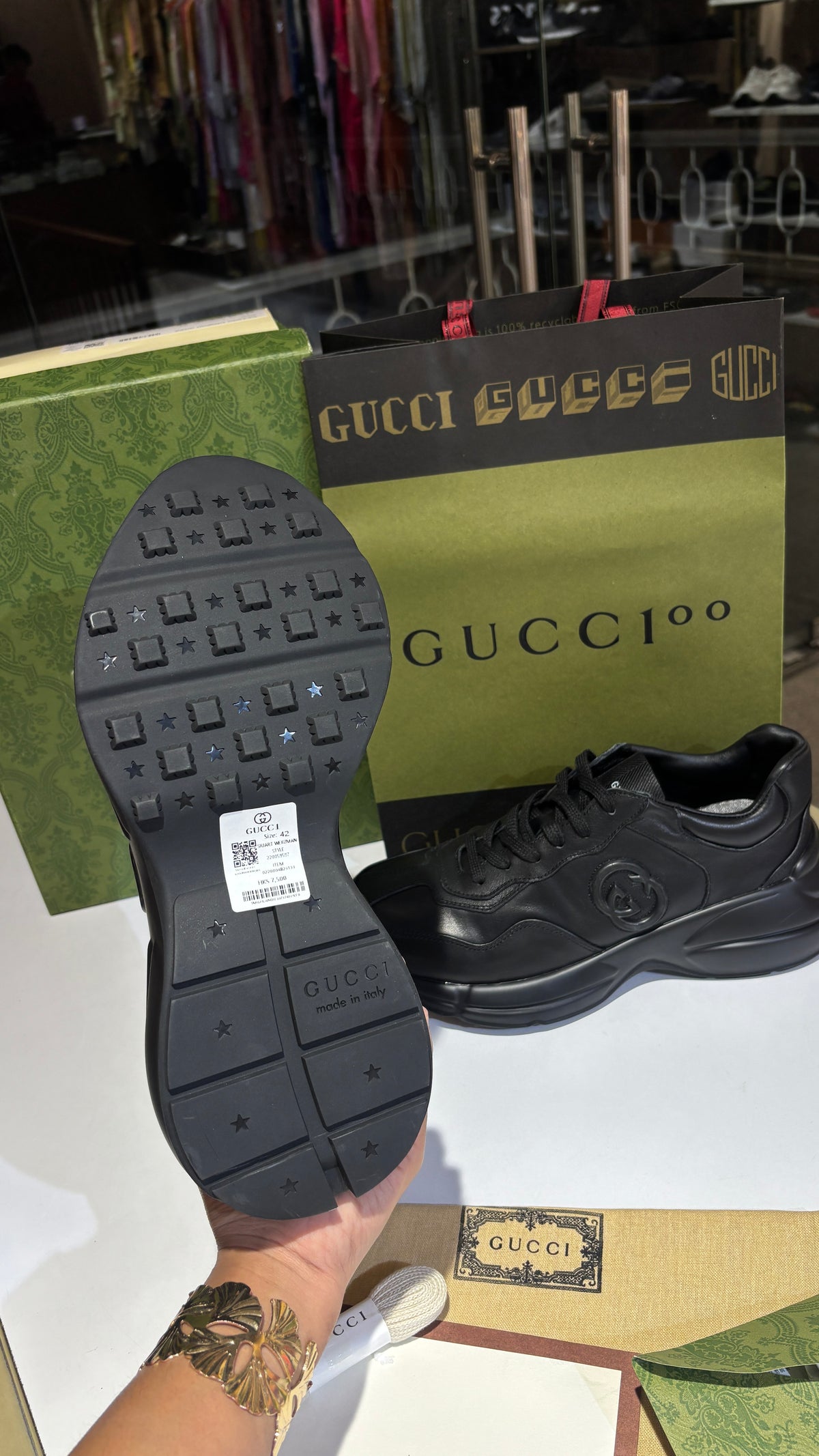 Matte black Leather Low-Top Chunky Sneakers