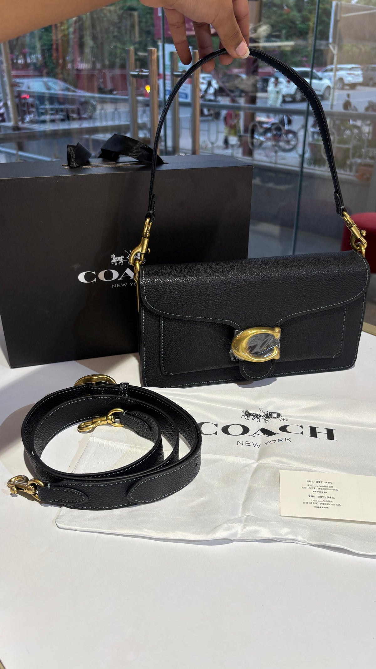 Classic Black Pebbled Leather Shoulder Bag