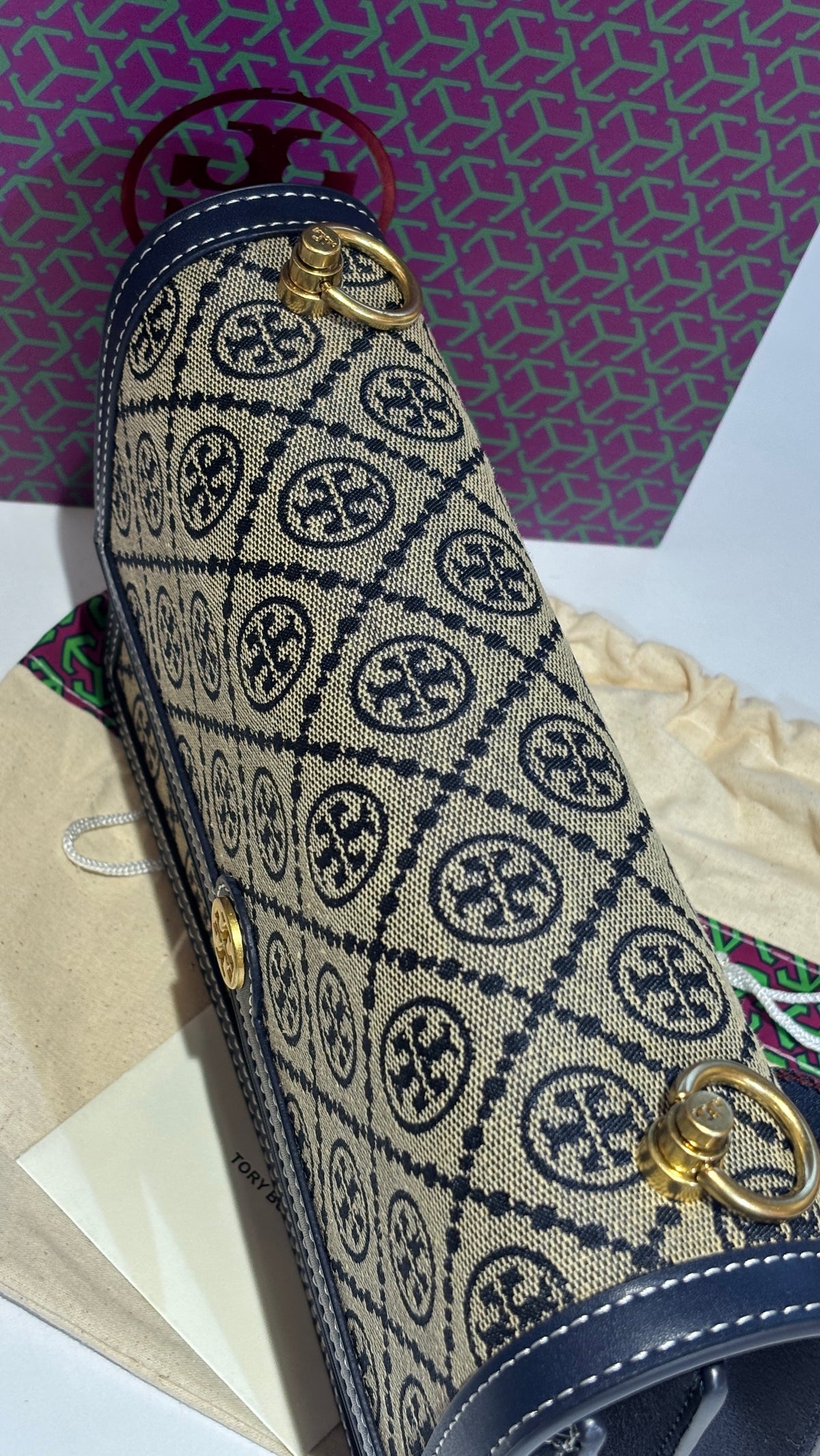 Blue Signature monogram canvas crossbody bag