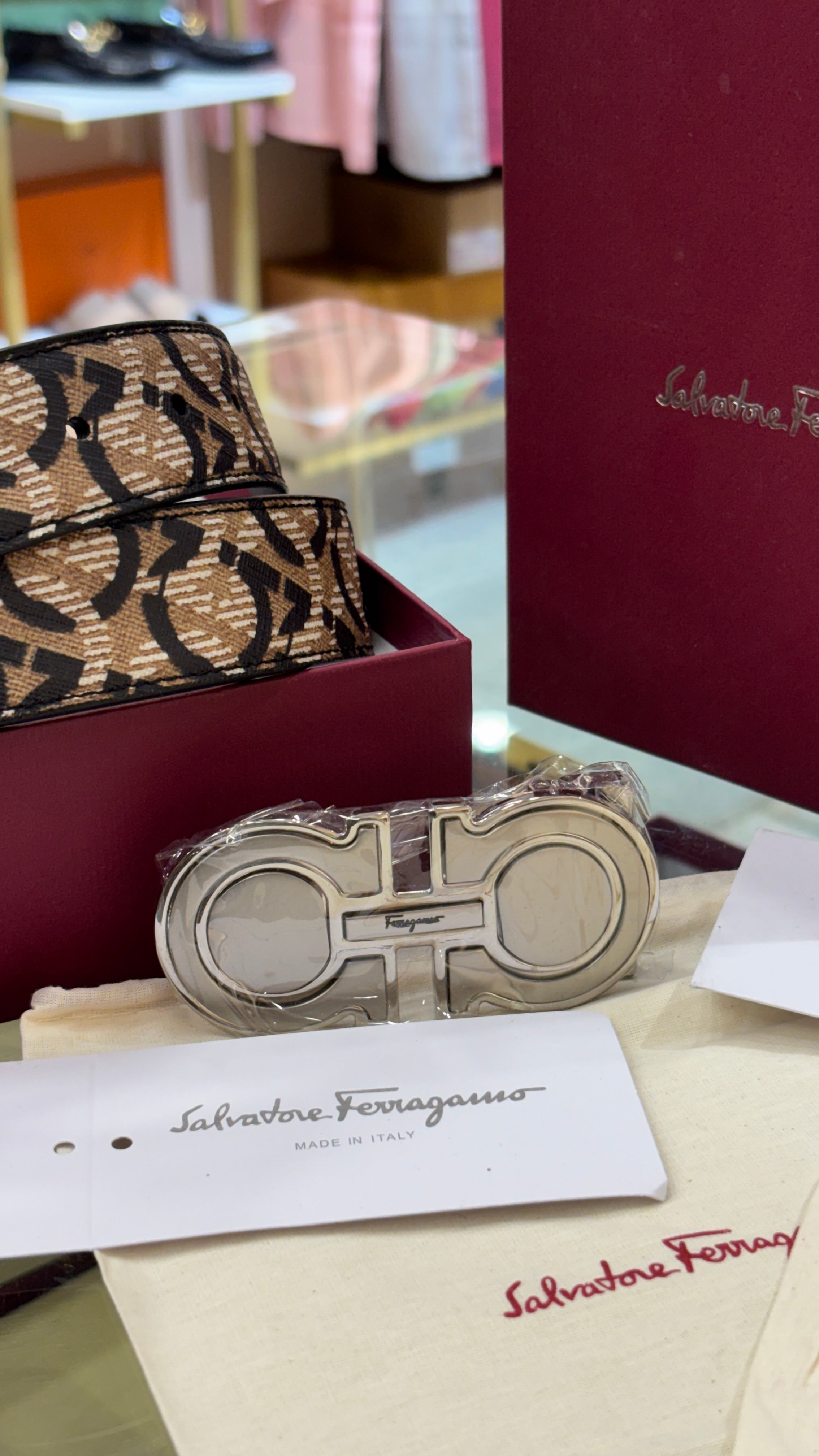 SF monogram leather belt