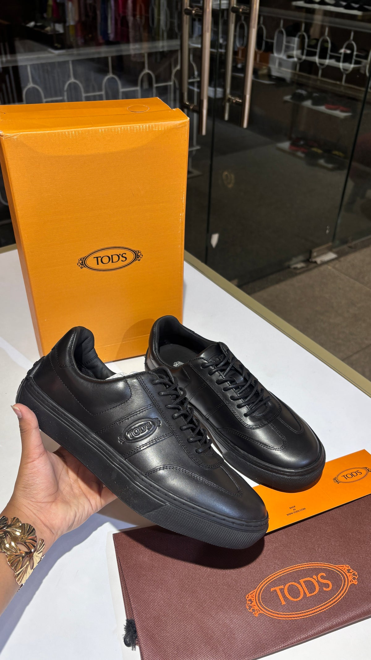 Black Leather Low-Top Sneakers