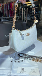 White Signature Monogram shoulder bag