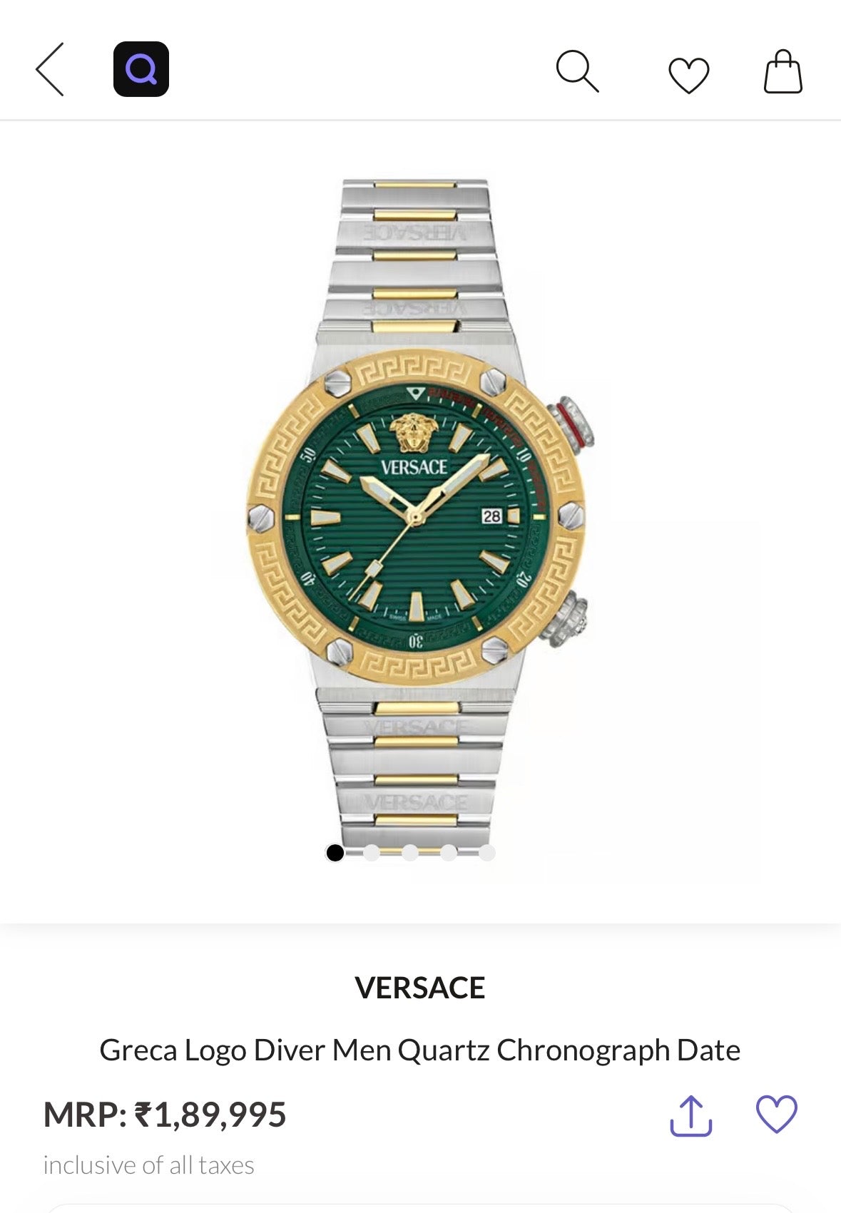 VE8G00524 Greca Logo Diver Analog Watch for Men