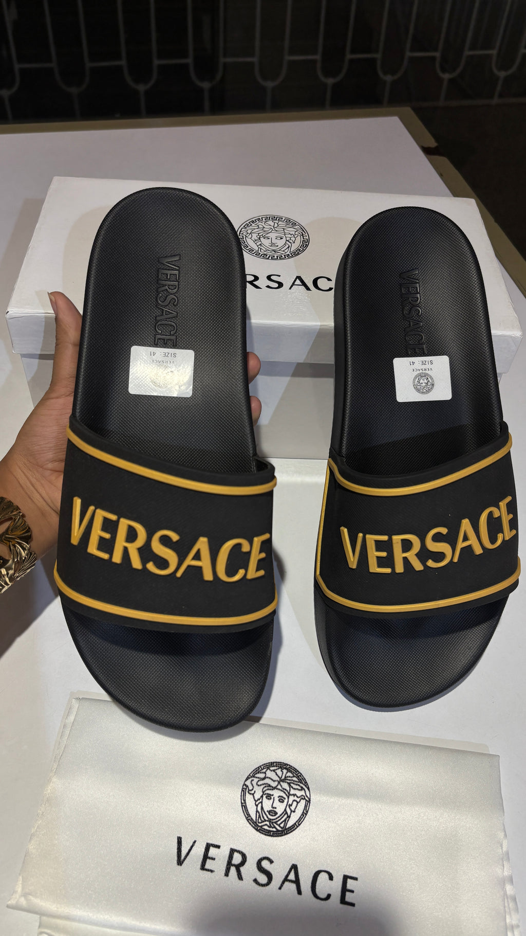 Matte Black Embossed Slides