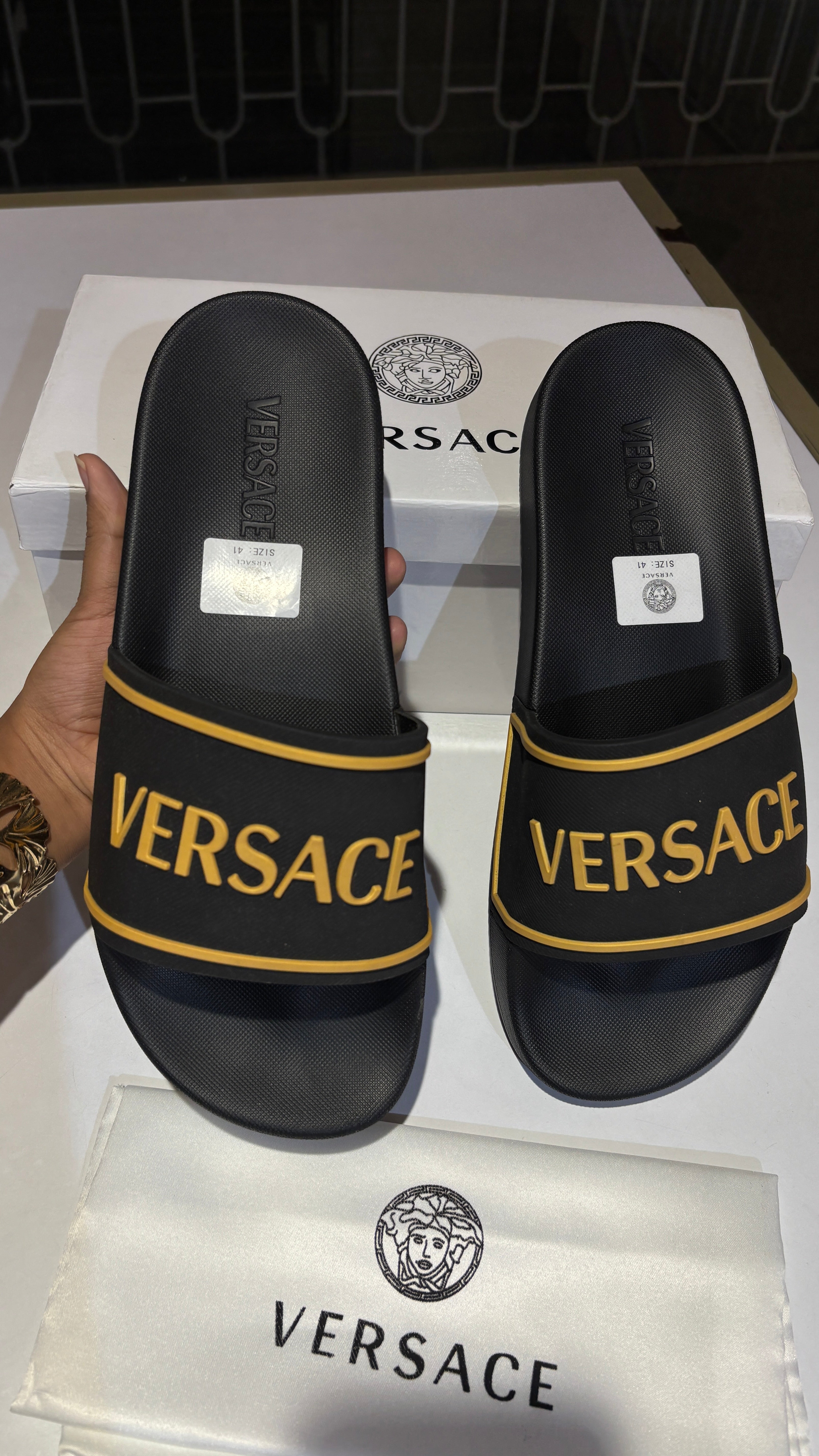Matte Black Embossed Slides