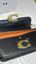 Black shoulder bag with Gold Chain and crossbody strap