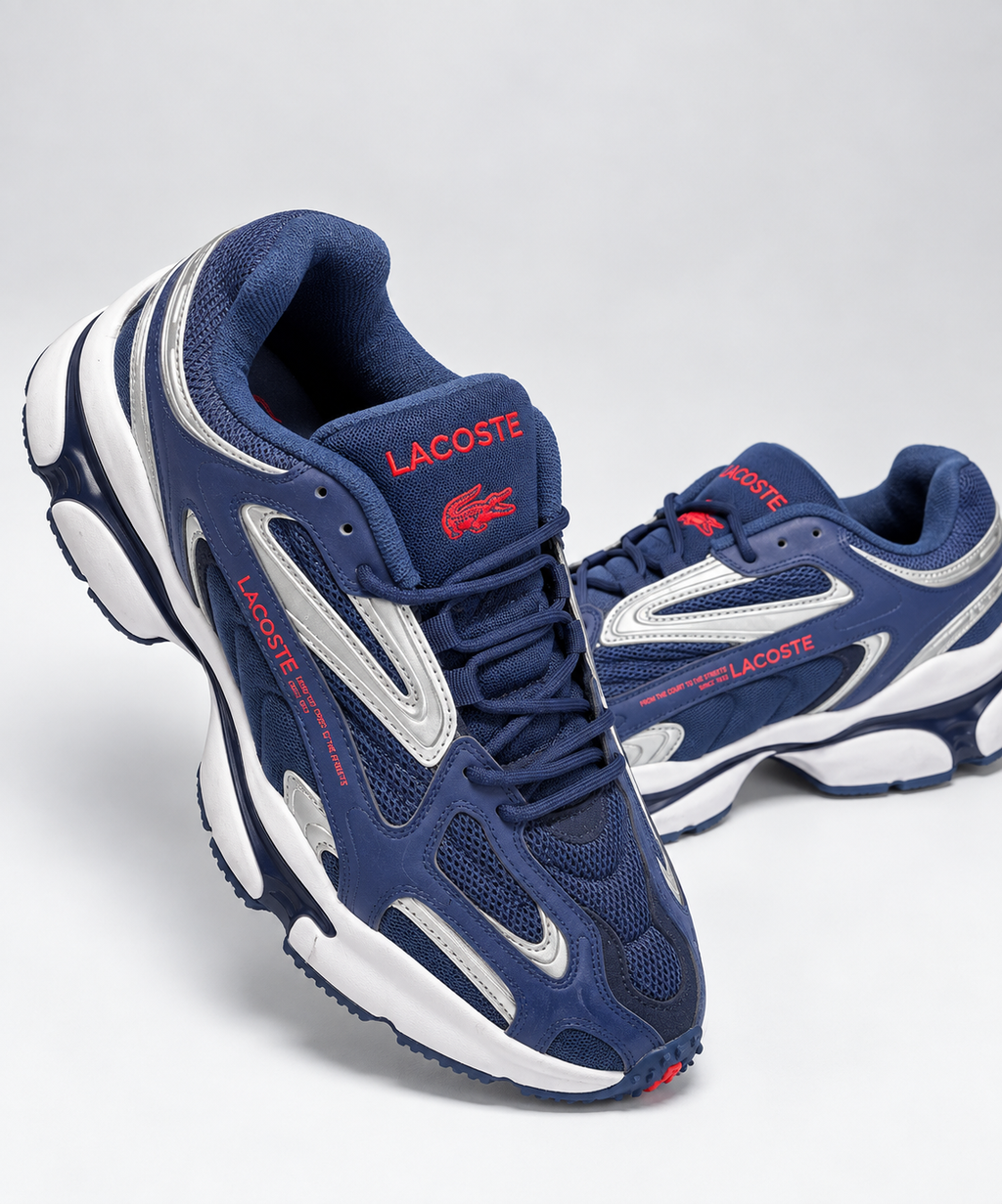 Navy Blue & White Retro Runner Sneakers