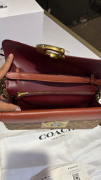 Two-Tone Monogram Shoulder Bag with Gold Chain and crossbody strap