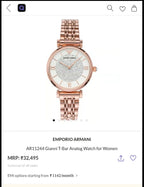 AR11244 Gianni T-Bar Analog Watch for Women