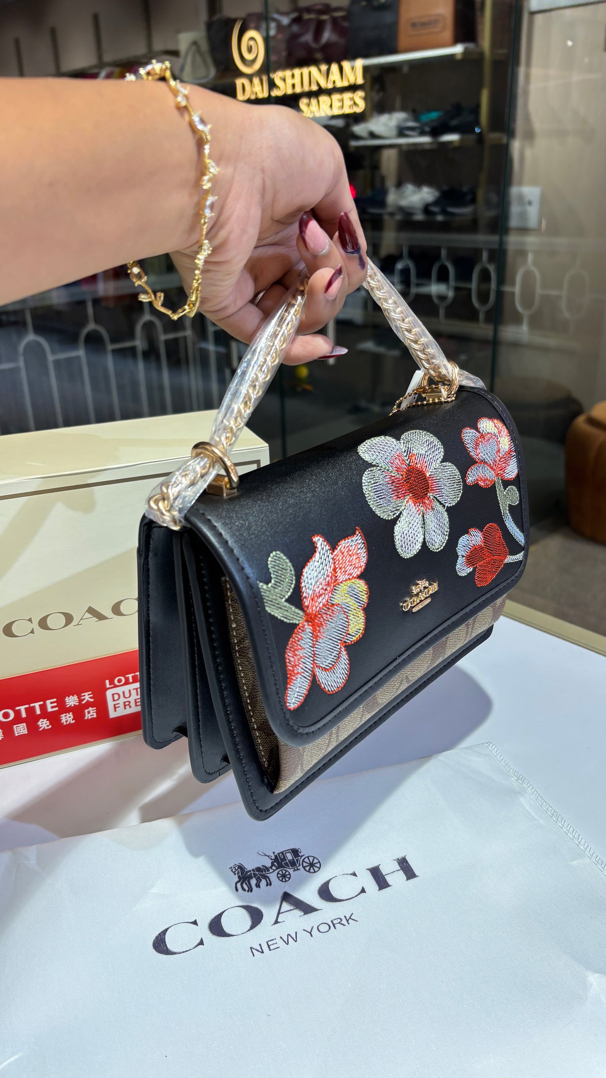 Black Floral Print Sling bag