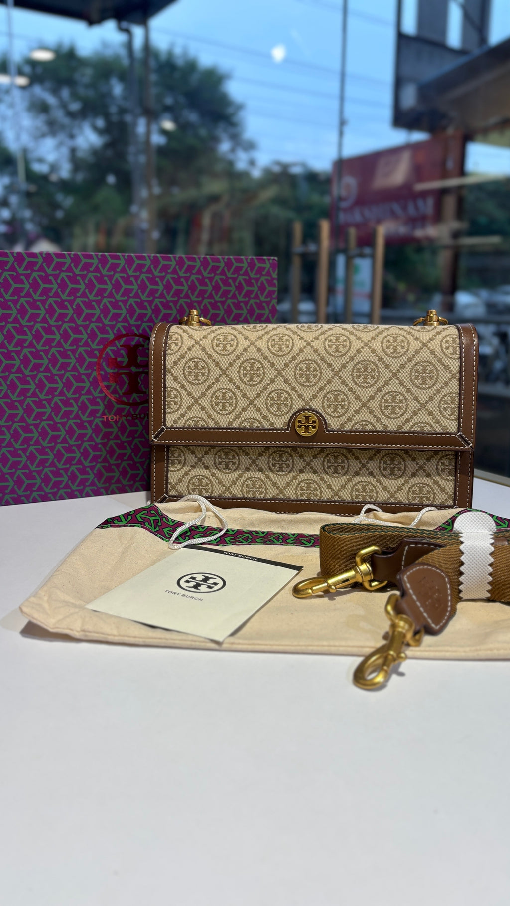 Signature monogram canvas crossbody bag
