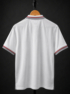 White Classic Contrast-Stripe Polo T-Shirt
