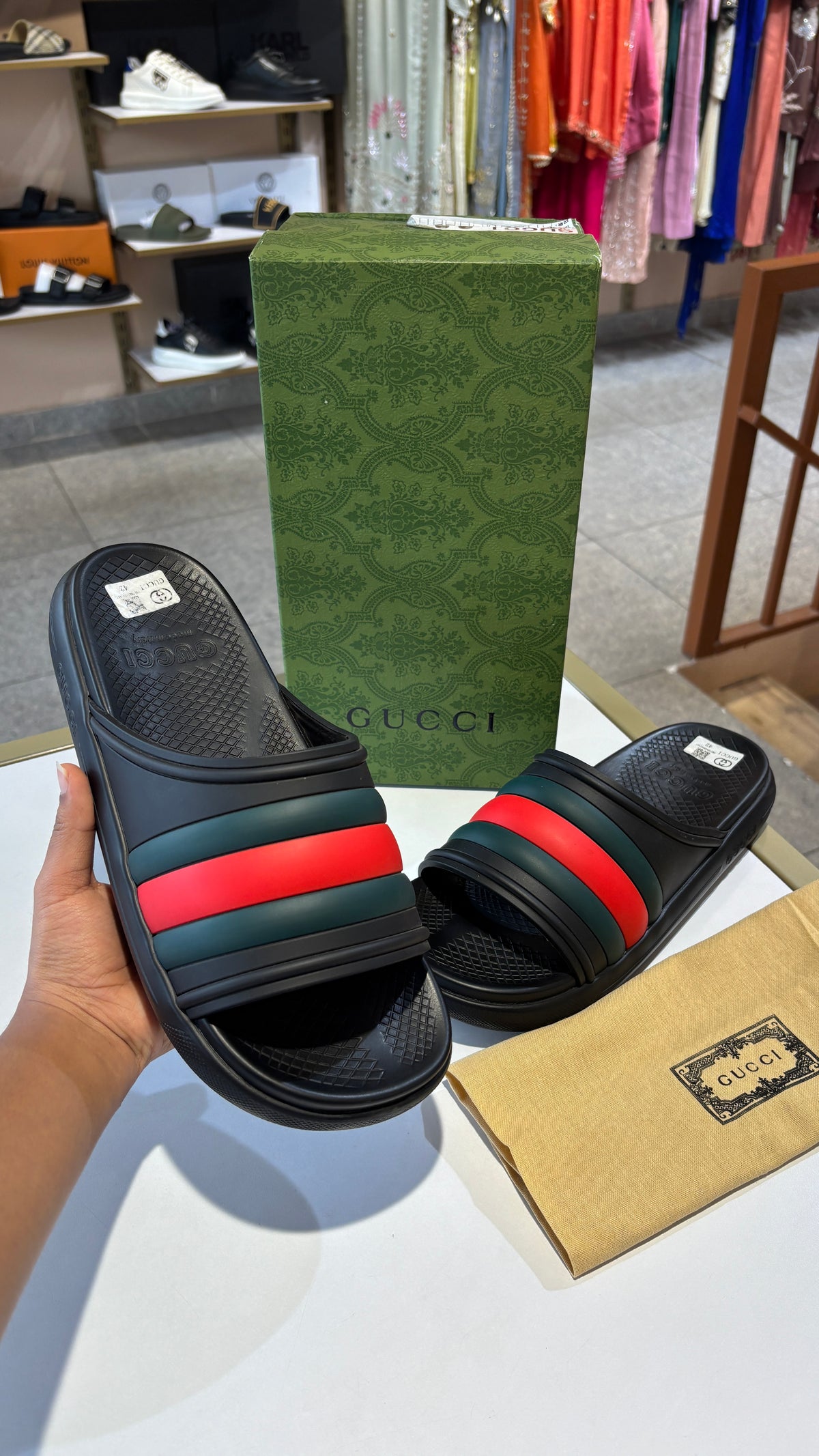Signature Striped Rubber Comfort Slides