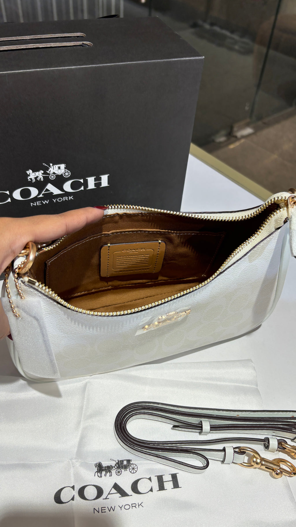 White Signature Monogram shoulder bag