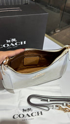 White Signature Monogram shoulder bag