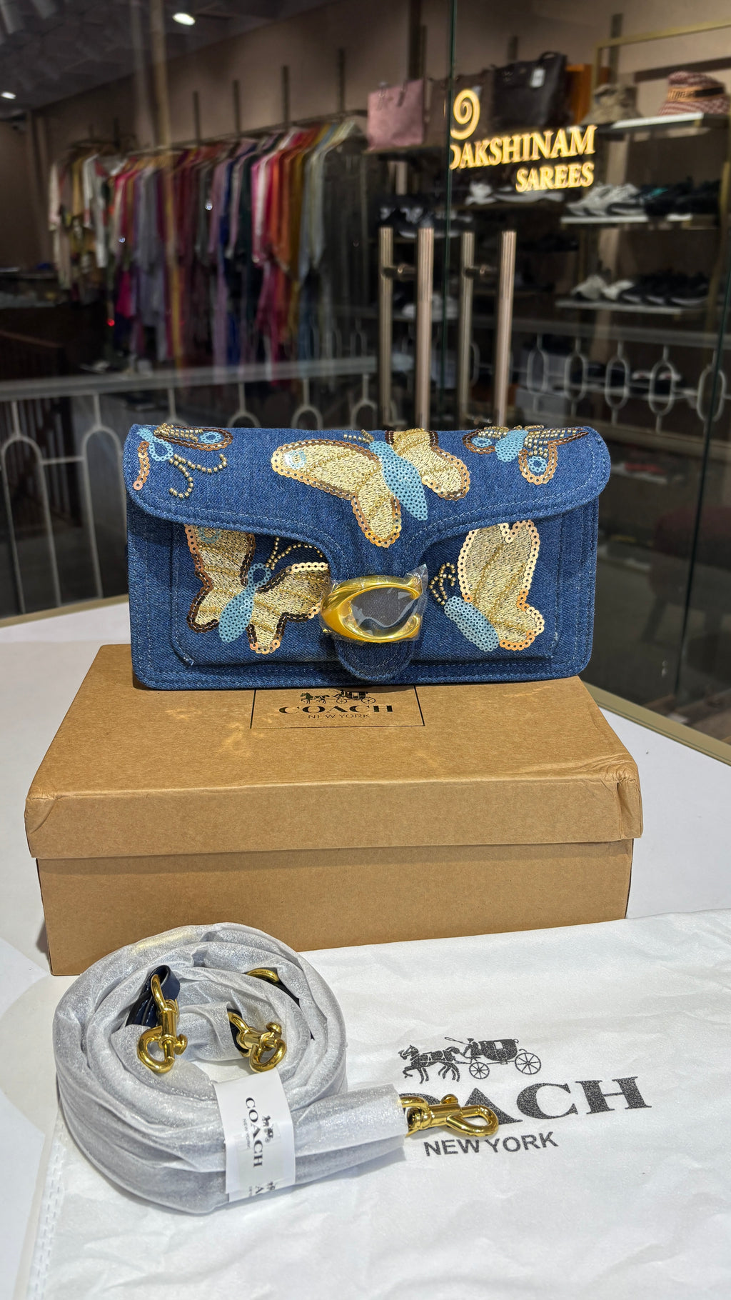 Denim bag with two straps