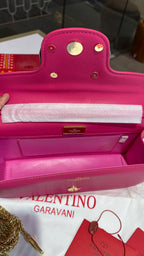 Hot pink Chain Strap leather shoulder bag