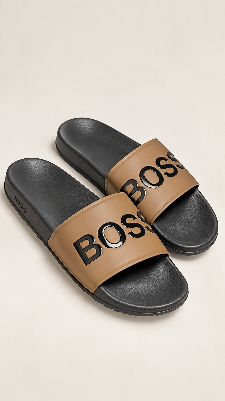 Black & Brown Contrast Strap Slides