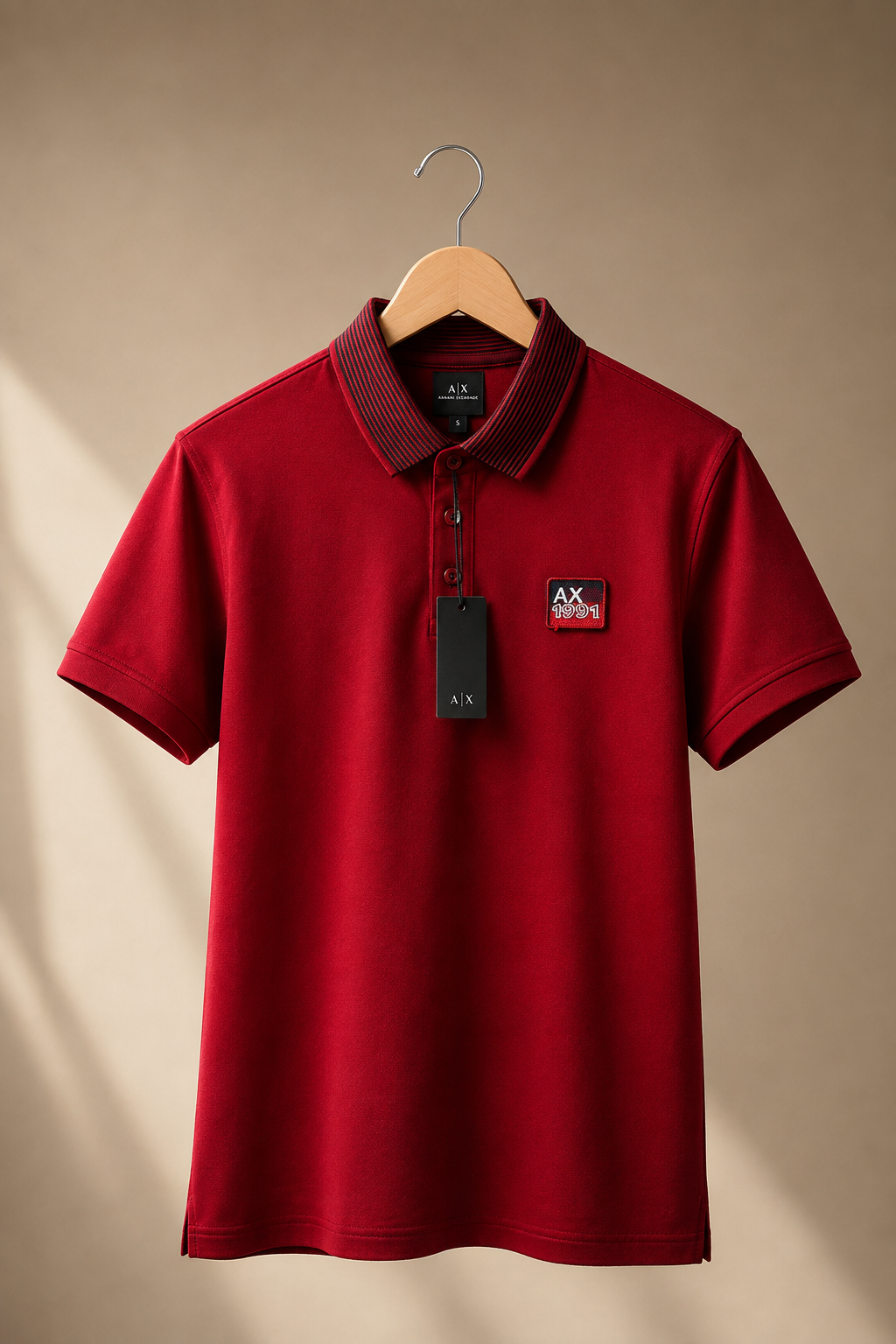 Premium Red Contrast-Collar Polo T-Shirt