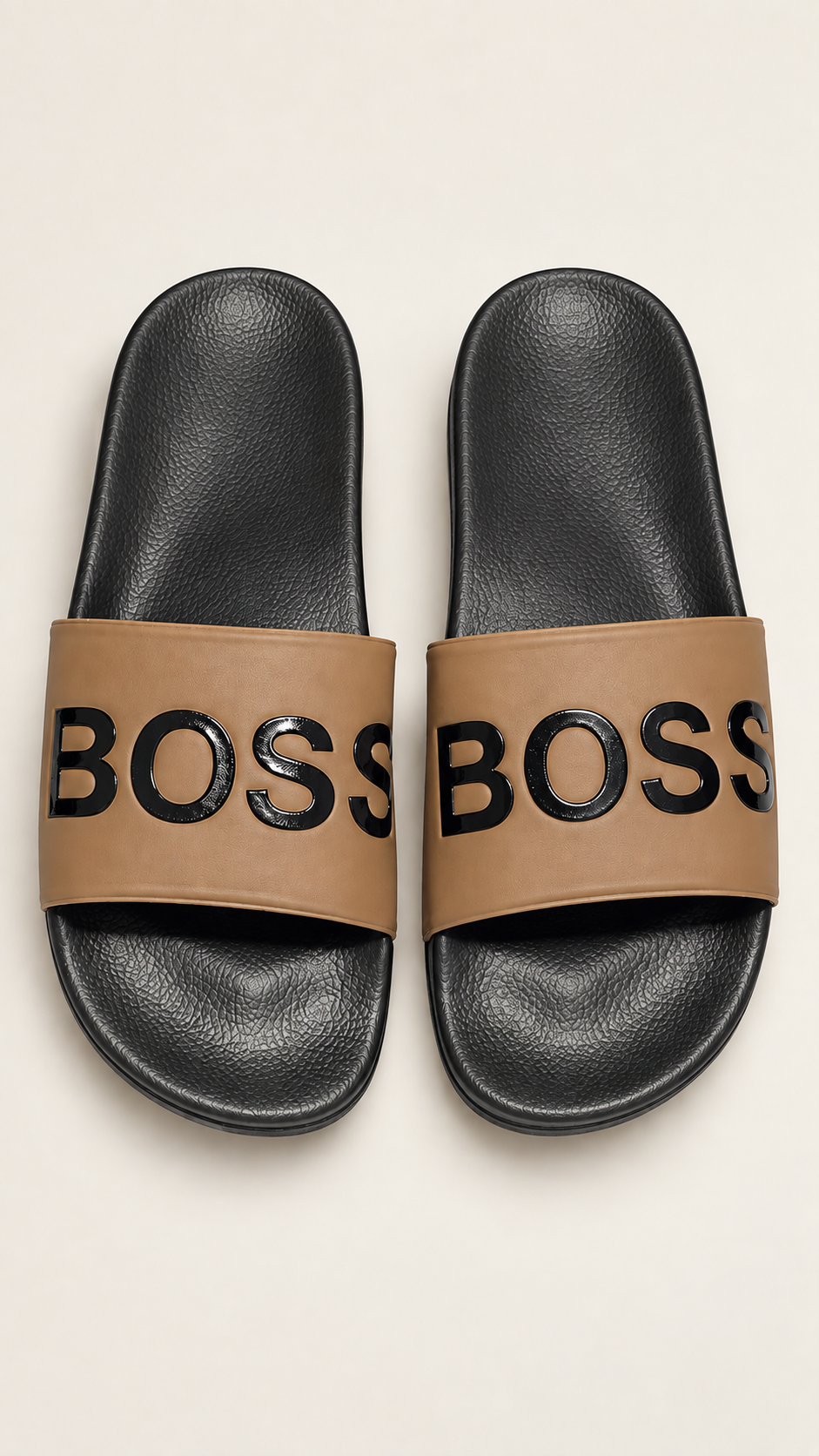Black & Brown Contrast Strap Slides