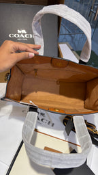 Two-Tone Canvas & Leather Structured Tote