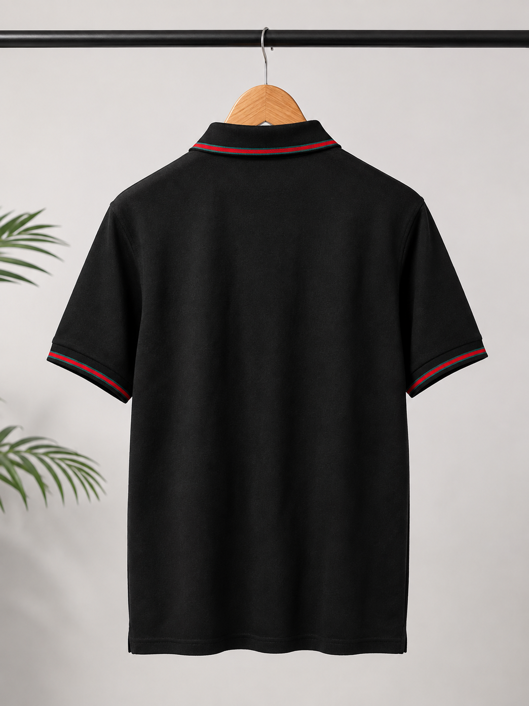 Classic Black Contrast-Trim Polo T-Shirt