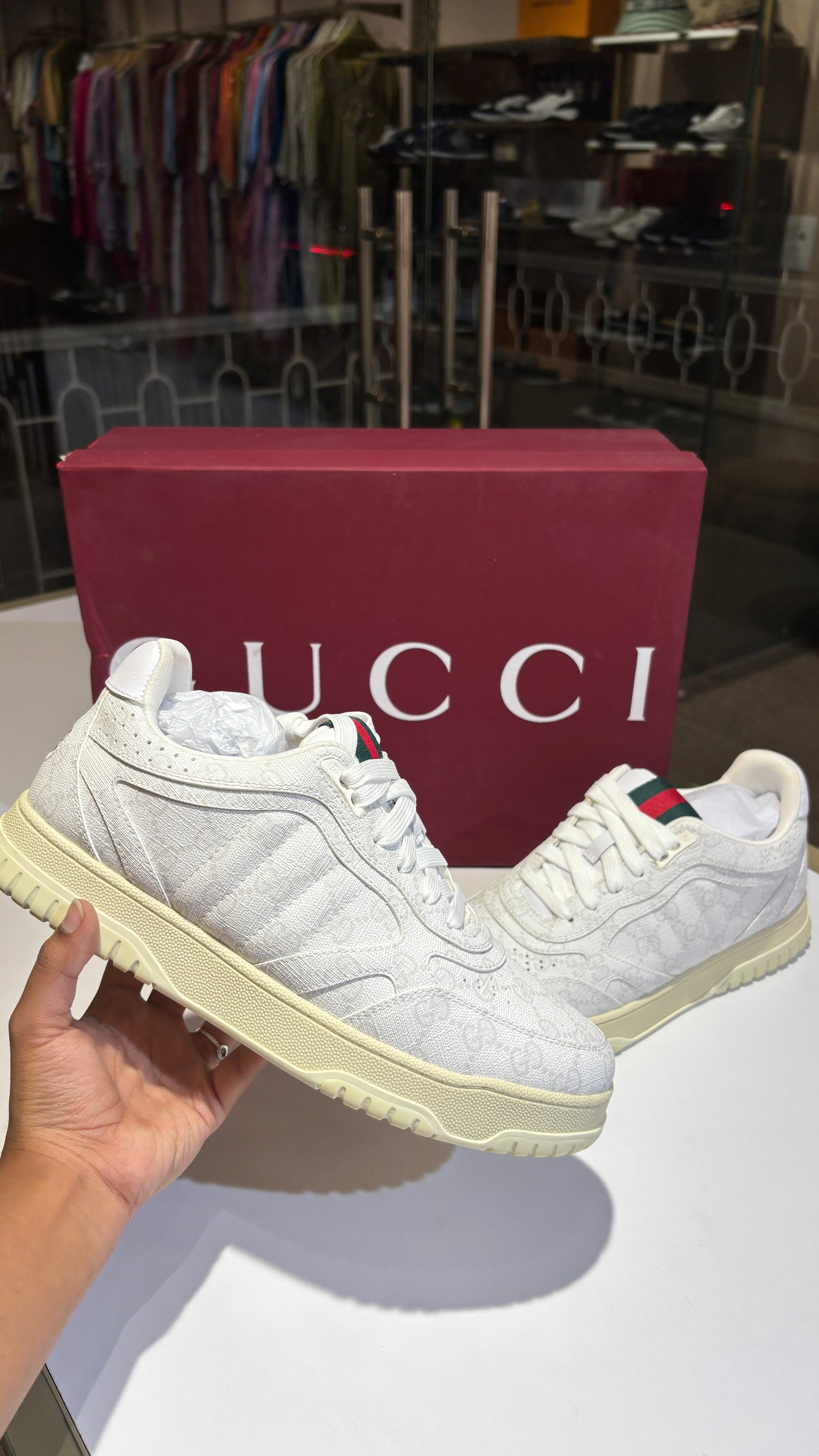 Signature Patterned White Monogram Sneakers