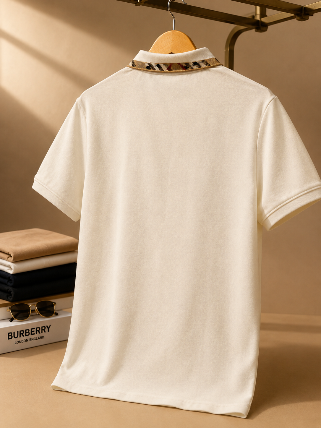 Classic Cream Polo with Heritage Check Collar