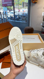 Off-White & Beige Monogram Sneakers