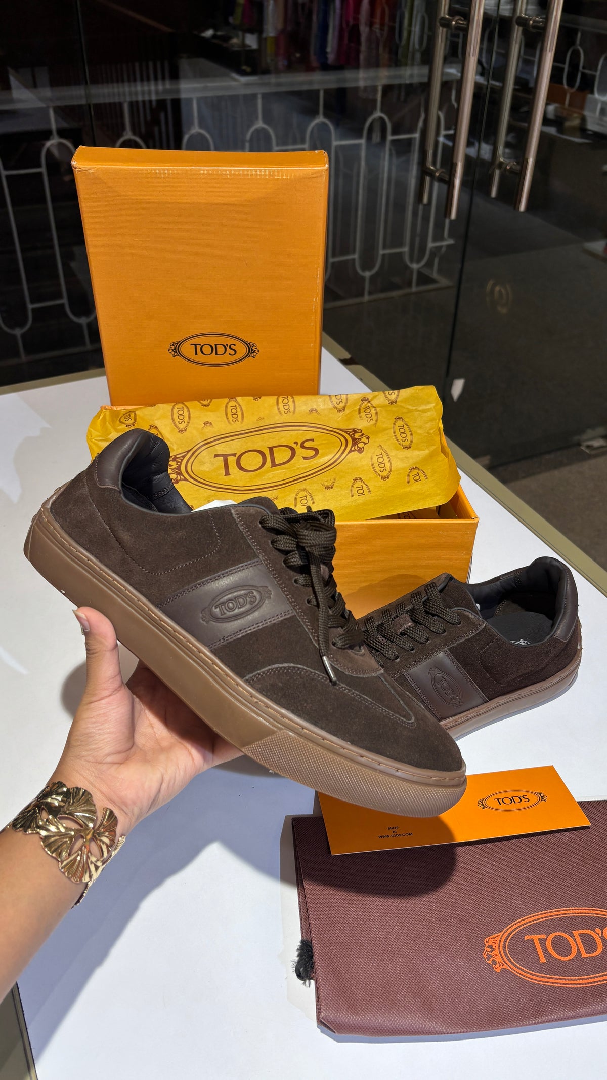 Dark Brown Suede Low-Top Sneakers