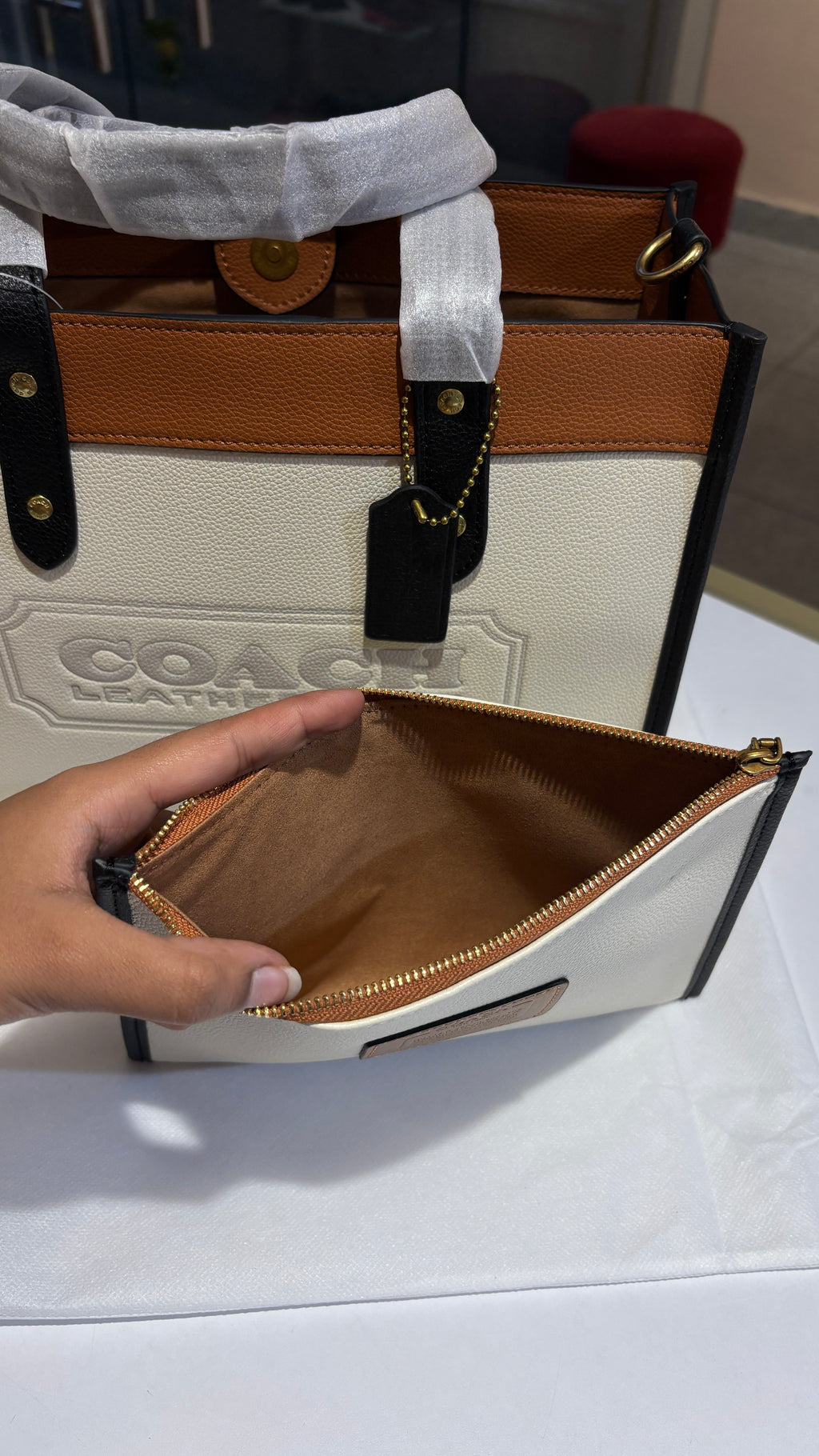 Two-Tone Canvas & Leather Structured Tote