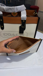 Two-Tone Canvas & Leather Structured Tote