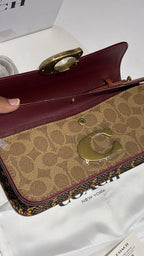Two-Tone Monogram Shoulder Bag with Gold Chain and crossbody strap