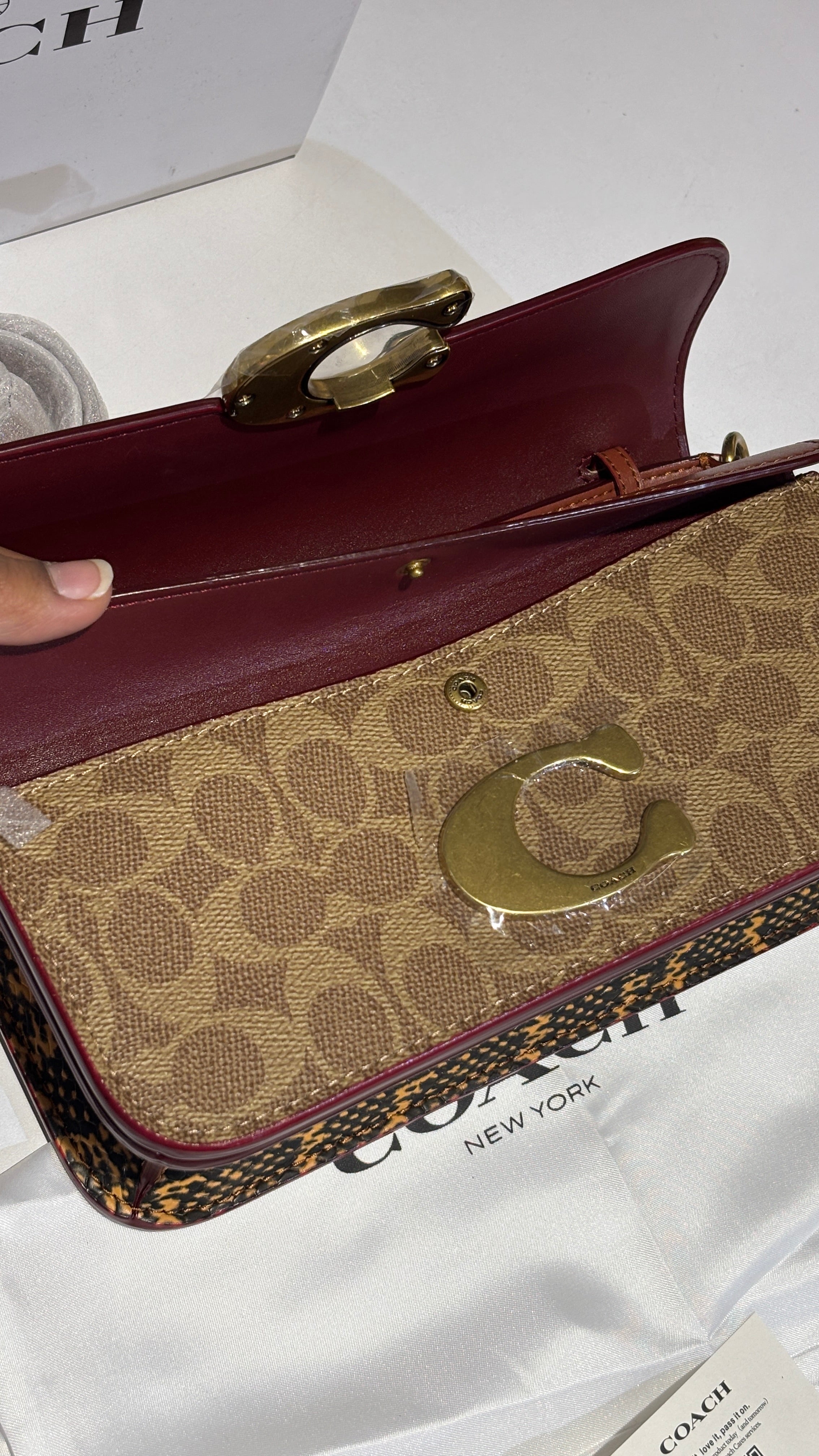 Two-Tone Monogram Shoulder Bag with Gold Chain and crossbody strap