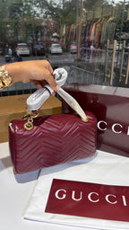 Quilted Maroon Leather Shoulder Bag