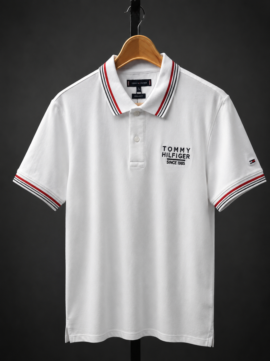 White Classic Contrast-Stripe Polo T-Shirt