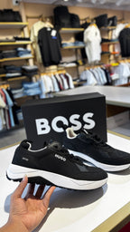 Black Monochromatic Low-Top Sneakers
