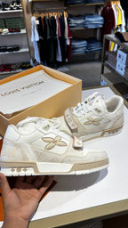 Off-White & Beige Monogram Sneakers