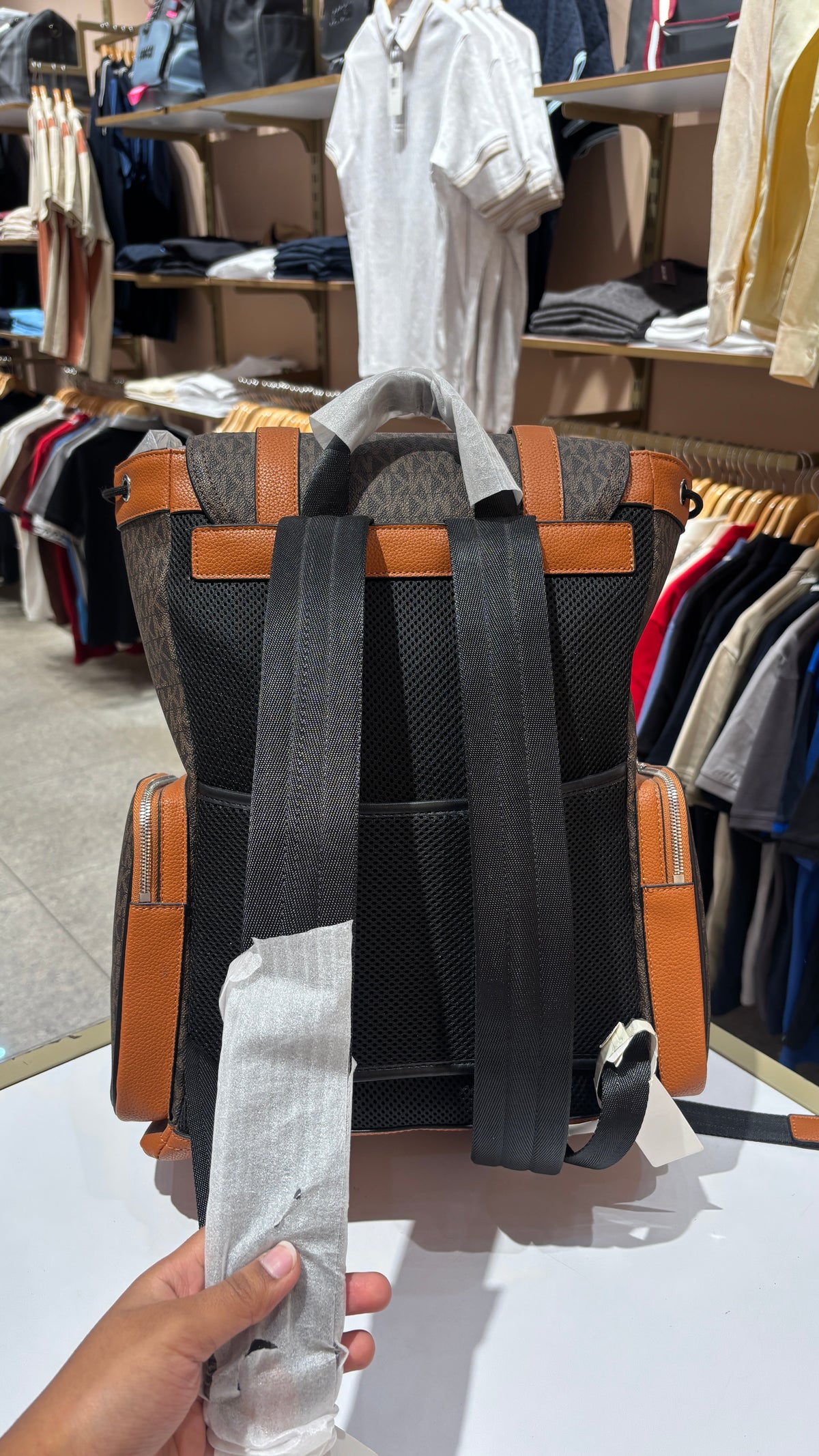 Signature monogram dual colour leather bag