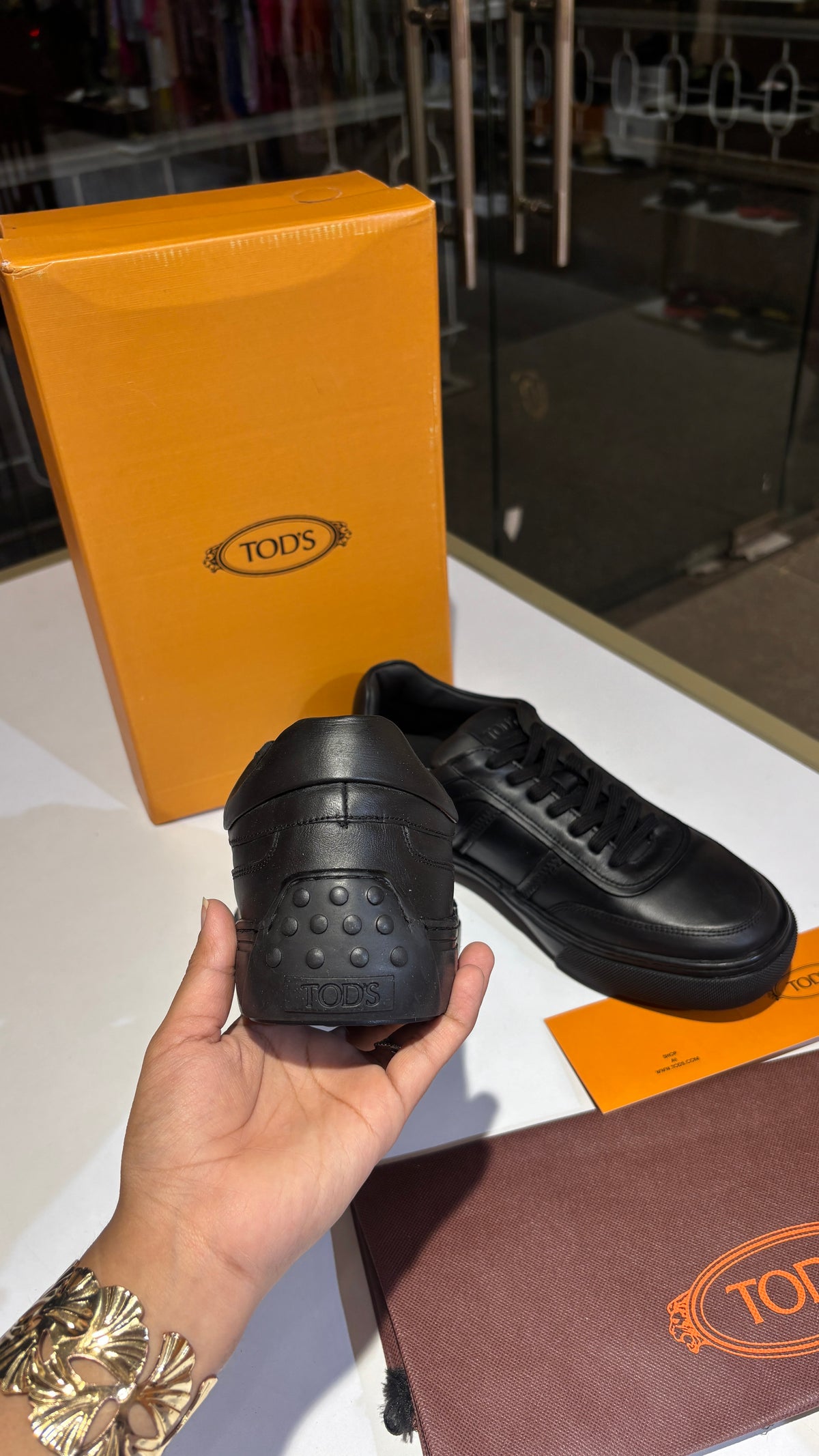 Black Leather Low-Top Sneakers