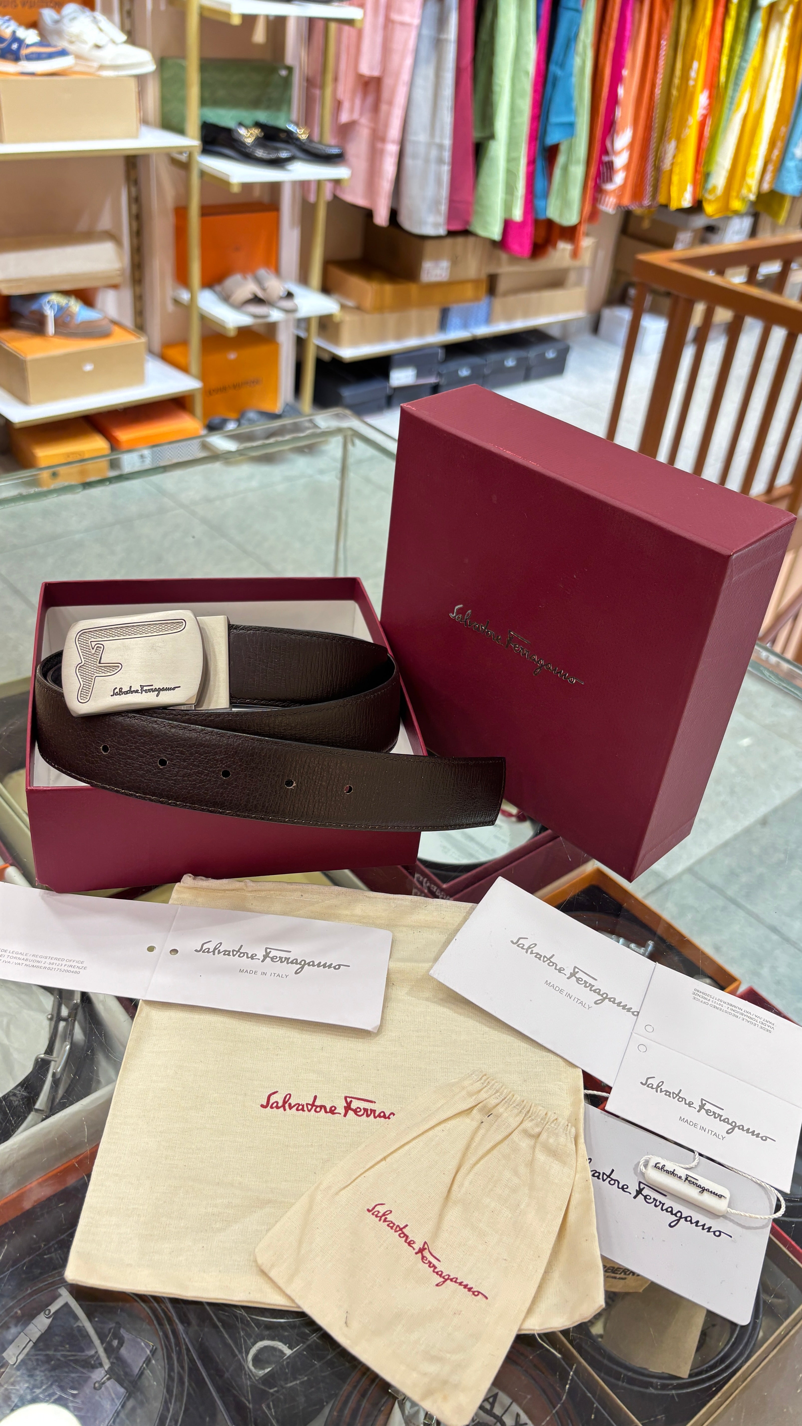 SF plain leather belt