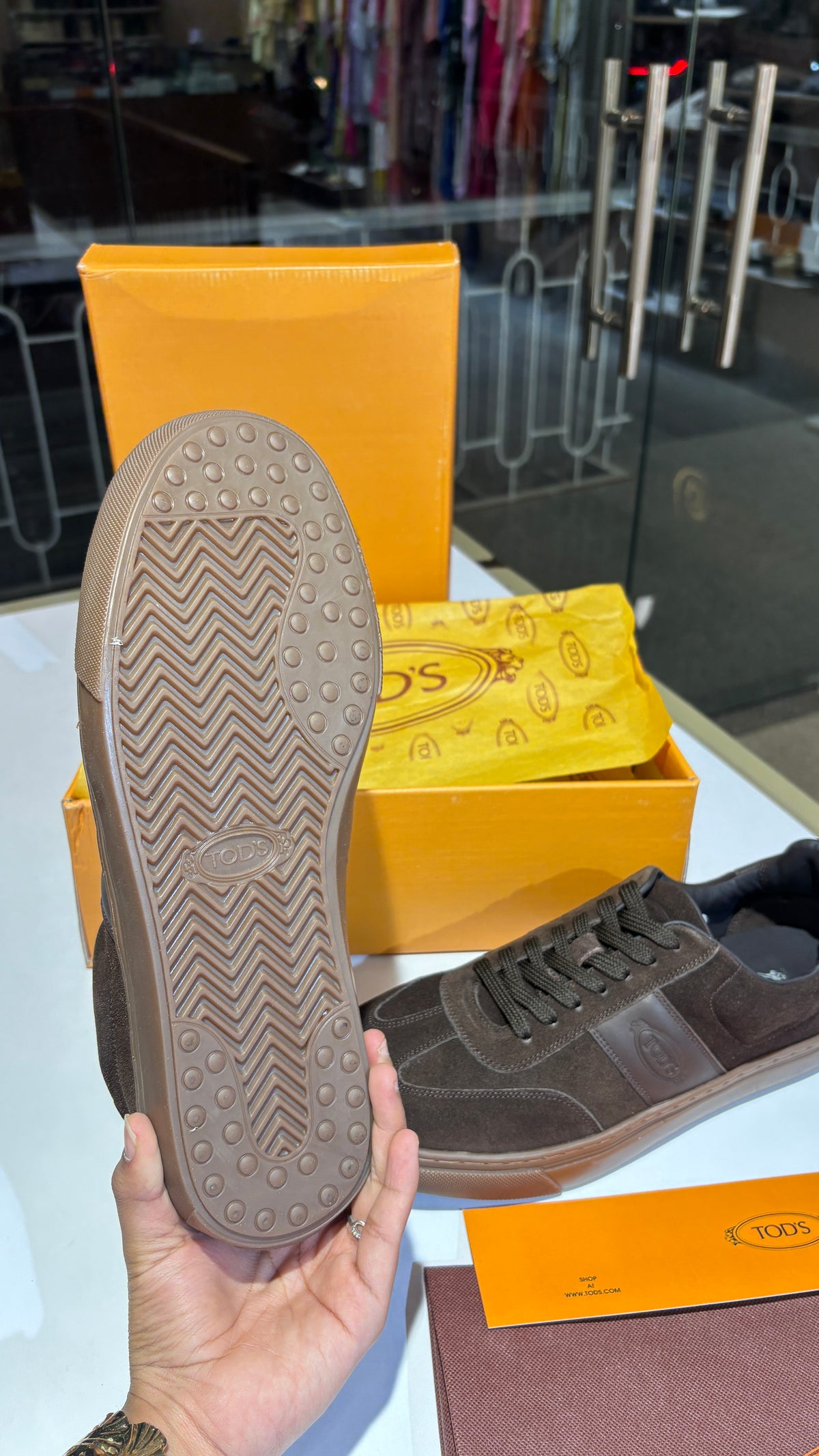 Dark Brown Suede Low-Top Sneakers
